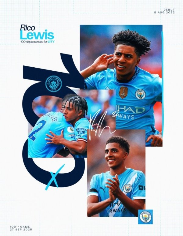 本队青训球员21岁前出场达到100次，刘易斯是英超时代曼城第