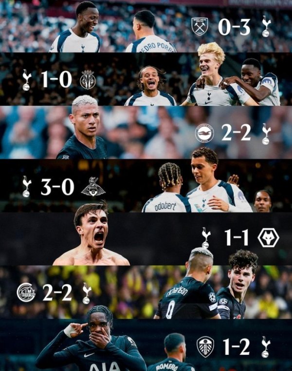 渐入佳境，热刺晒近期战绩：4胜3平连续7场不败